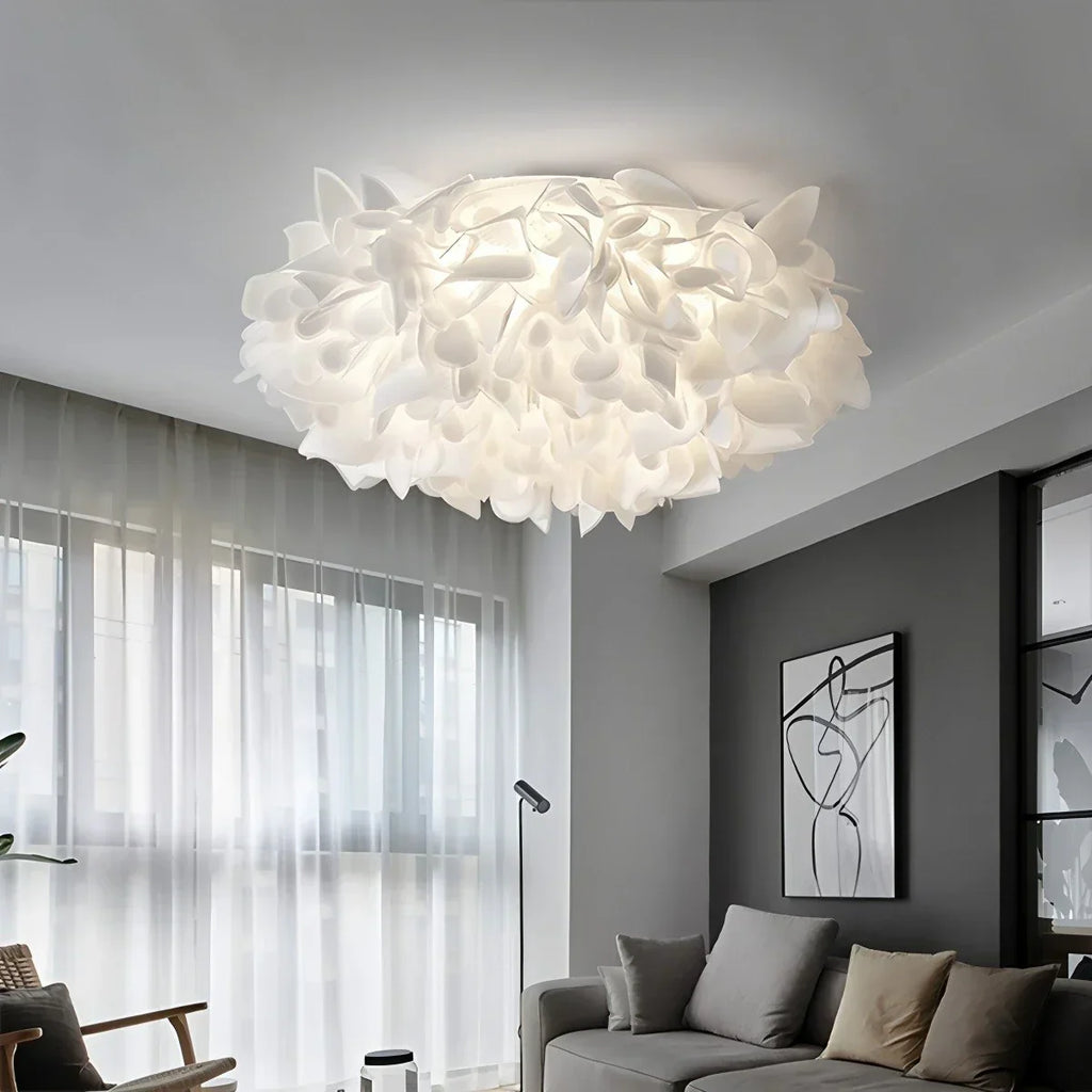 Hvid Blomstformet Indbygningsloftlampe - Orntli