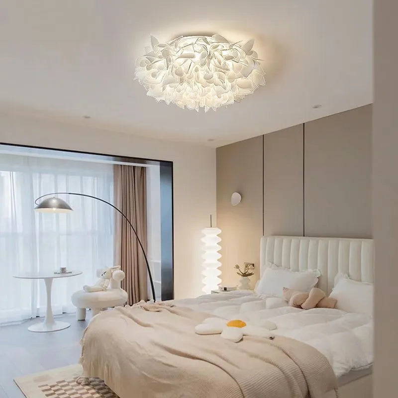 Hvid Blomstformet Indbygningsloftlampe - Orntli