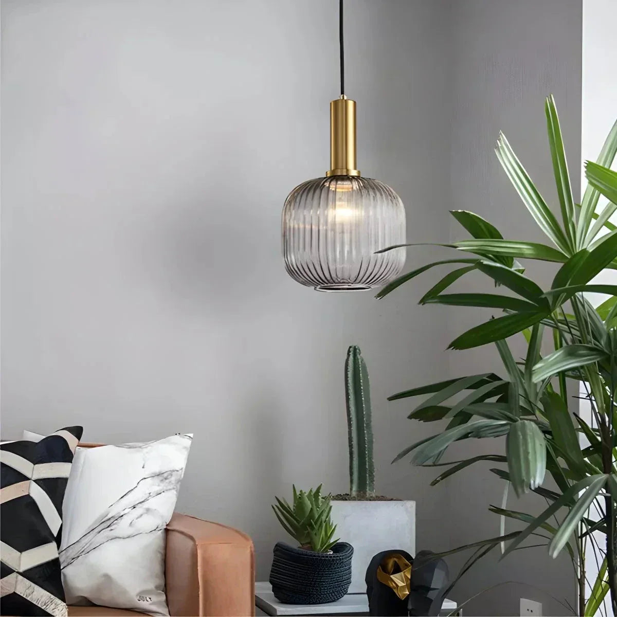 Nordic Vintage Glass Striped Pendeant Light - Orntli
