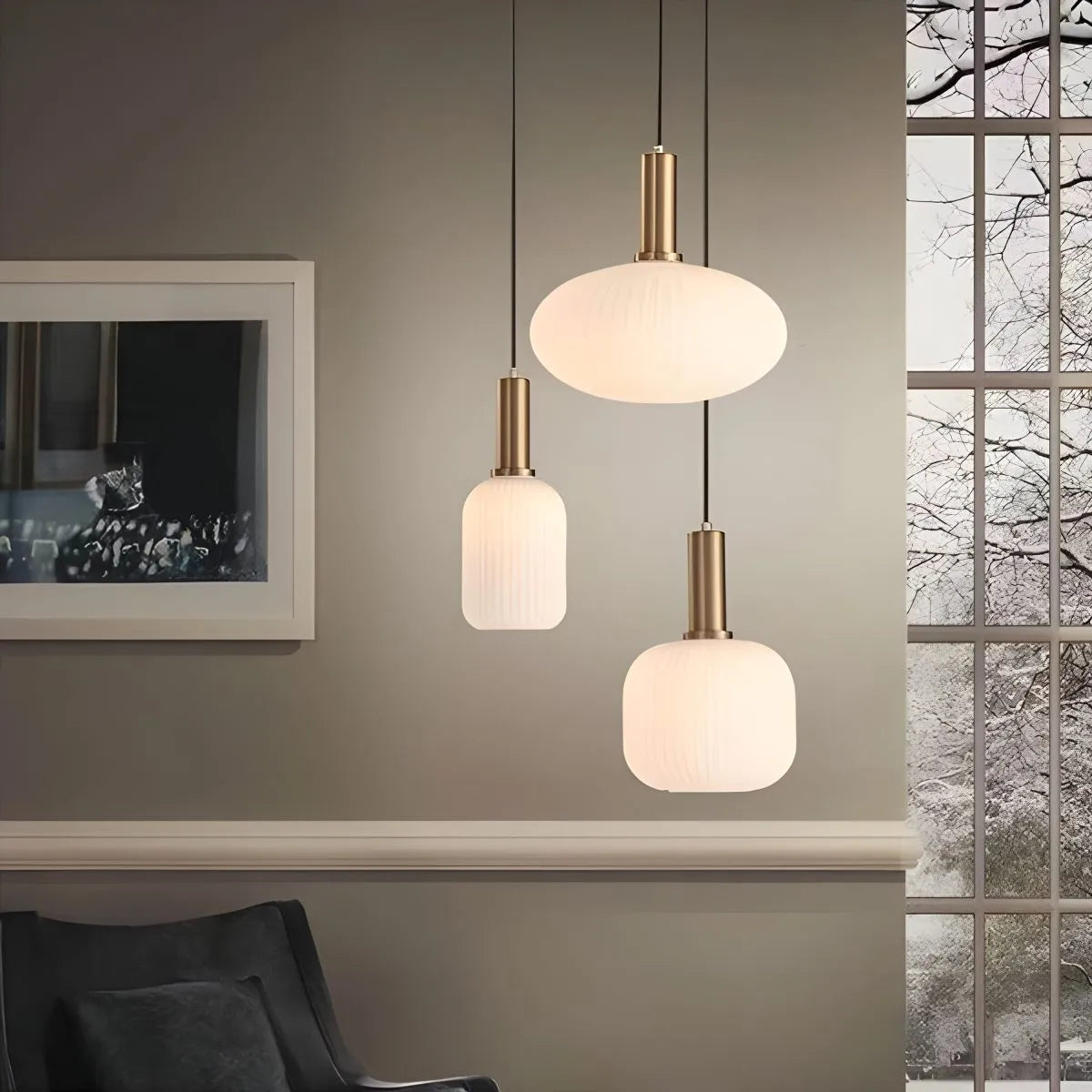 Nordic Vintage Glass Striped Pendeant Light - Orntli