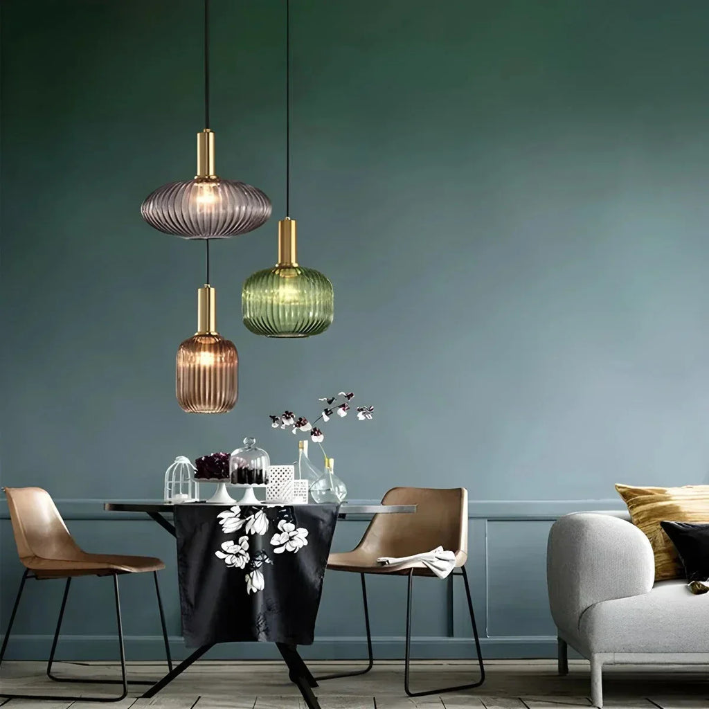 Nordic Vintage Glass Striped Pendeant Light - Orntli