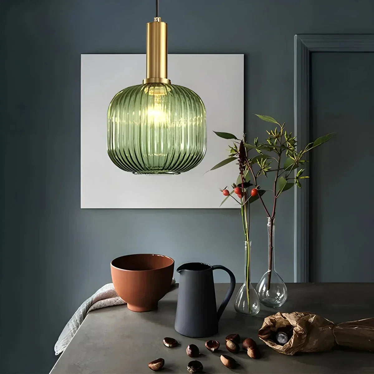 Nordic Vintage Glass Striped Pendeant Light - Orntli