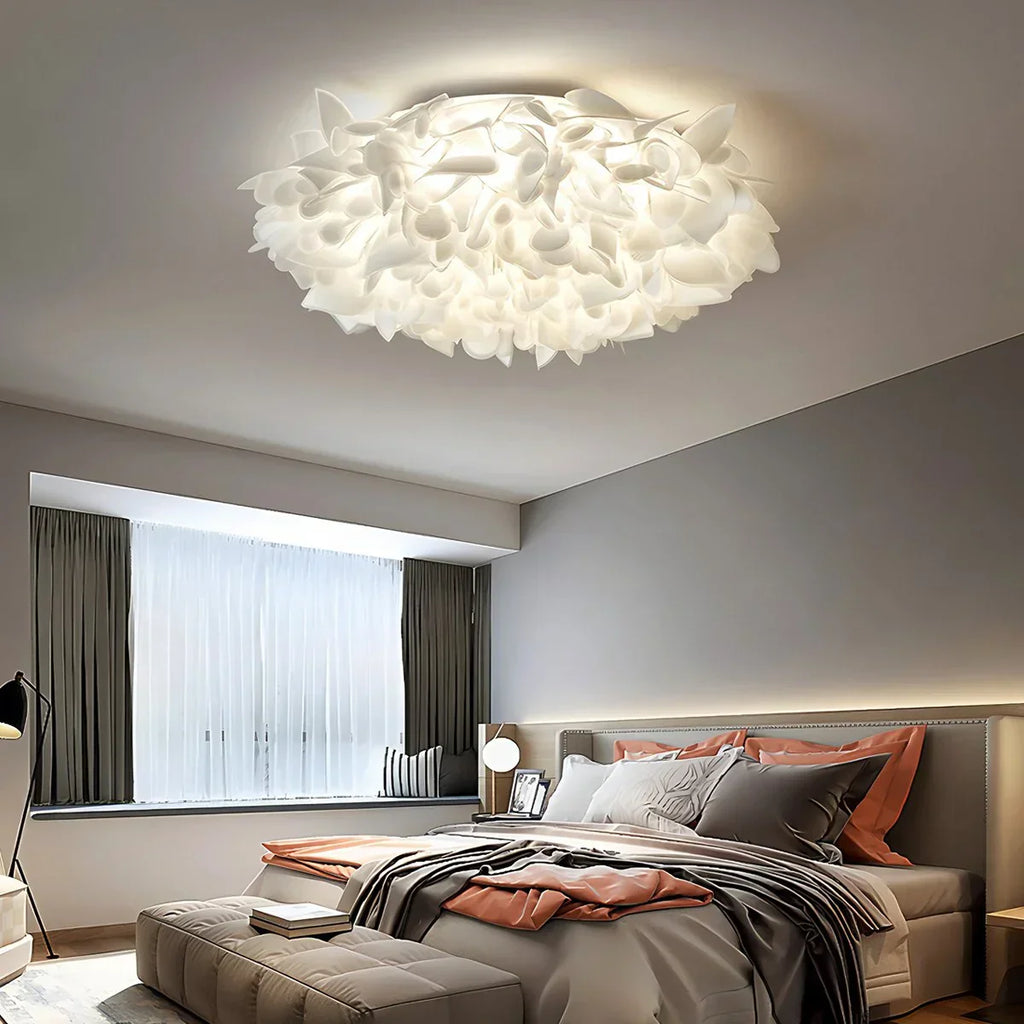 Hvid Blomstformet Indbygningsloftlampe - Orntli