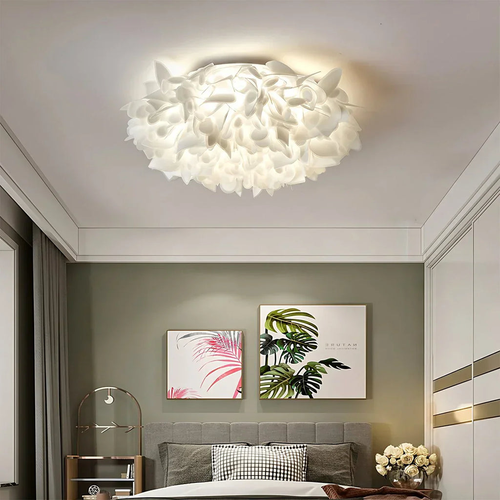 Hvid Blomstformet Indbygningsloftlampe - Orntli