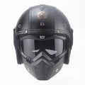 Retro åbent vintage motorcykelhjelm med gogglemaske