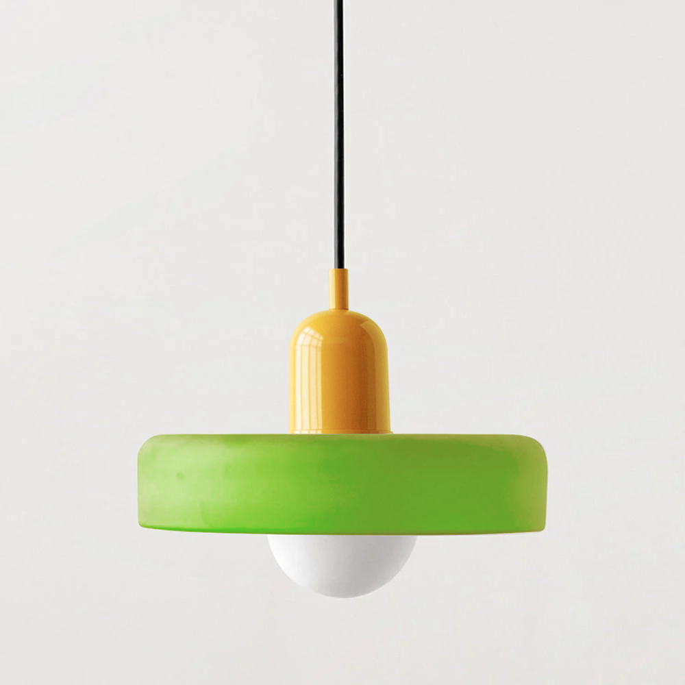 Lampa wisząca w stylu Bauhaus ze szklanym kolorowym kloszem, sufitowa oprawa świetlna