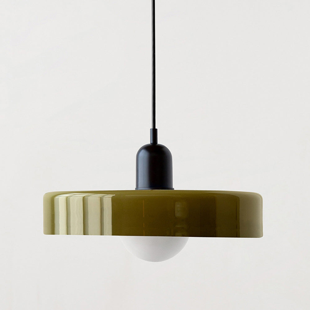 Lampa wisząca w stylu Bauhaus ze szklanym kolorowym kloszem, sufitowa oprawa świetlna