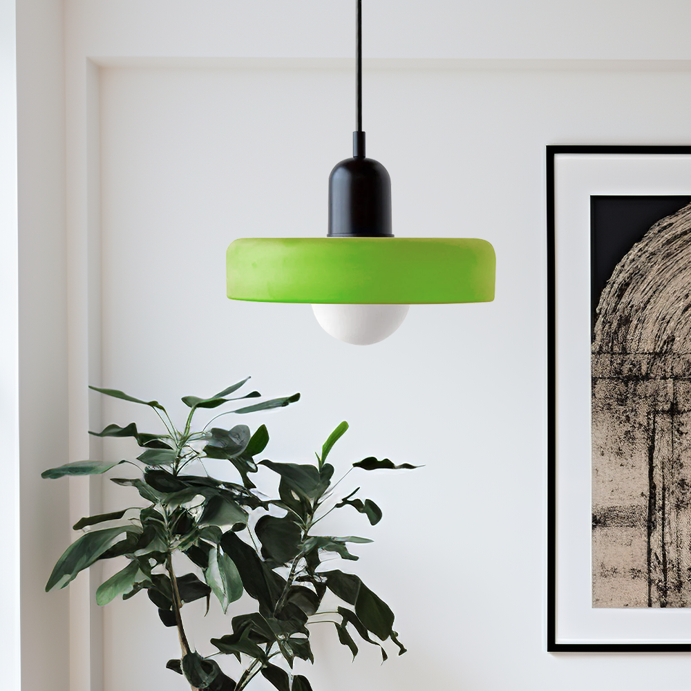 Lampa wisząca w stylu Bauhaus ze szklanym kolorowym kloszem, sufitowa oprawa świetlna