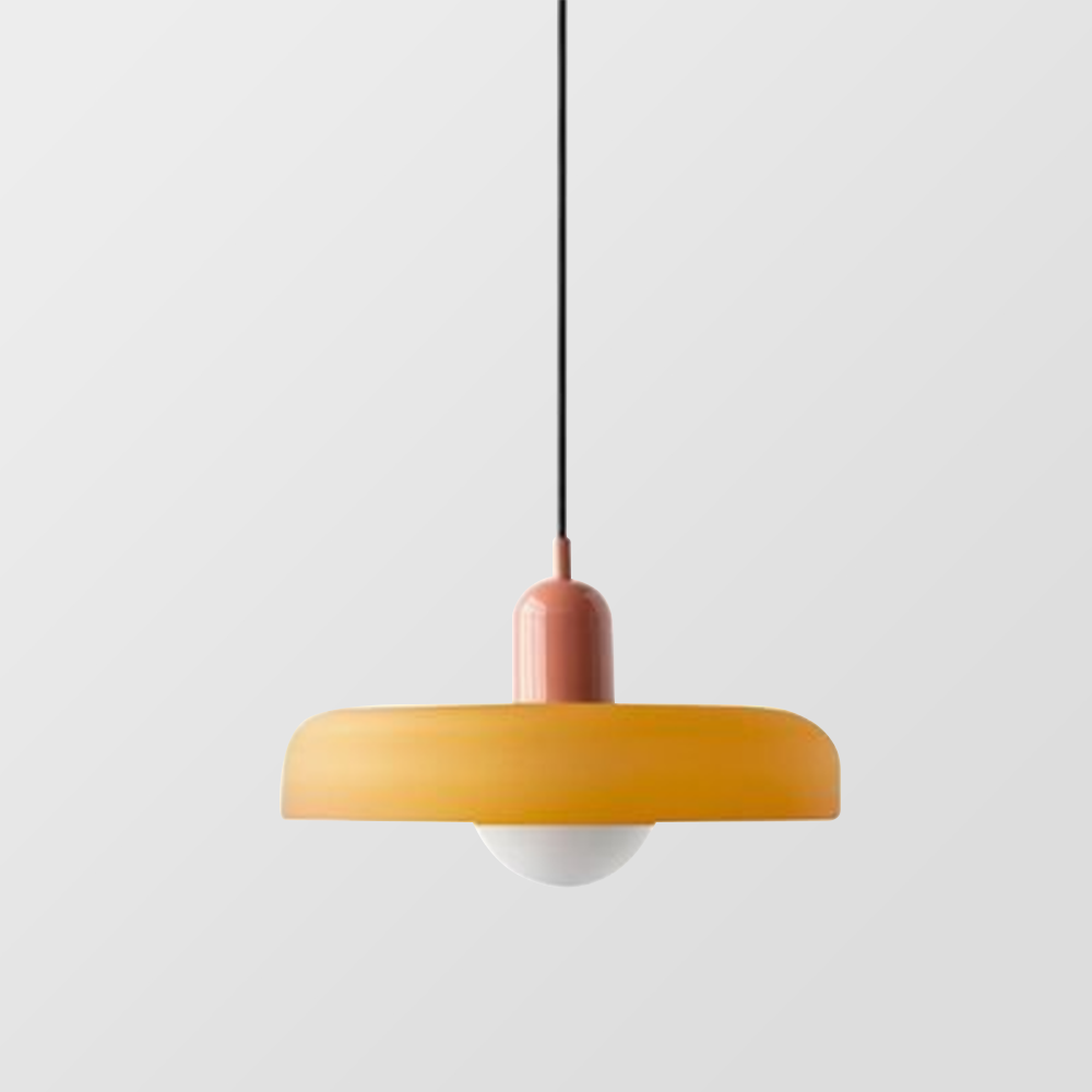 Lampa wisząca w stylu Bauhaus ze szklanym kolorowym kloszem, sufitowa oprawa świetlna