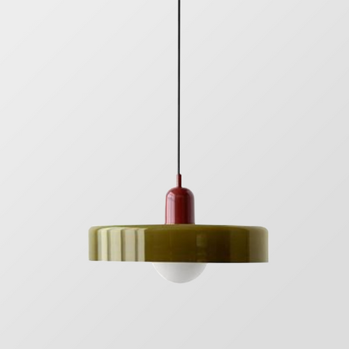 Lampada a sospensione colorata in vetro stile Bauhaus, plafoniera