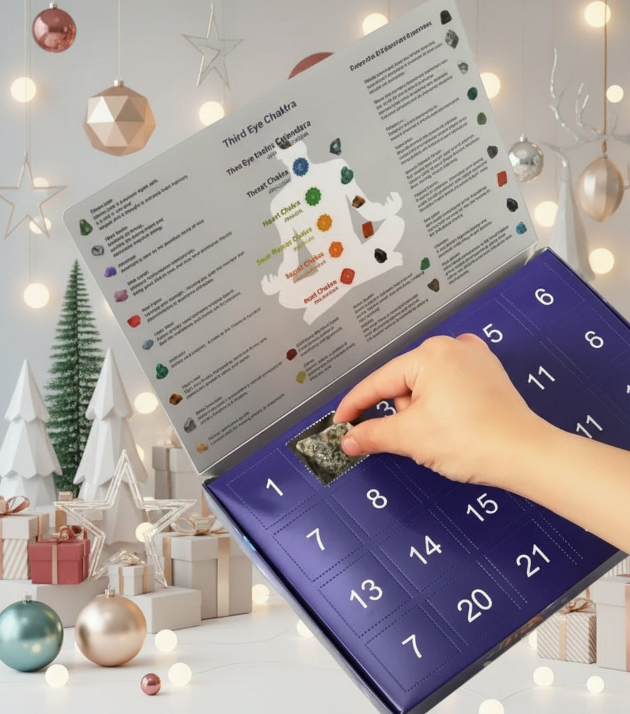 Calendrier de l'Avent Aurora 2025 avec 24 pierres précieuses naturelles pour le compte à rebours de Noël