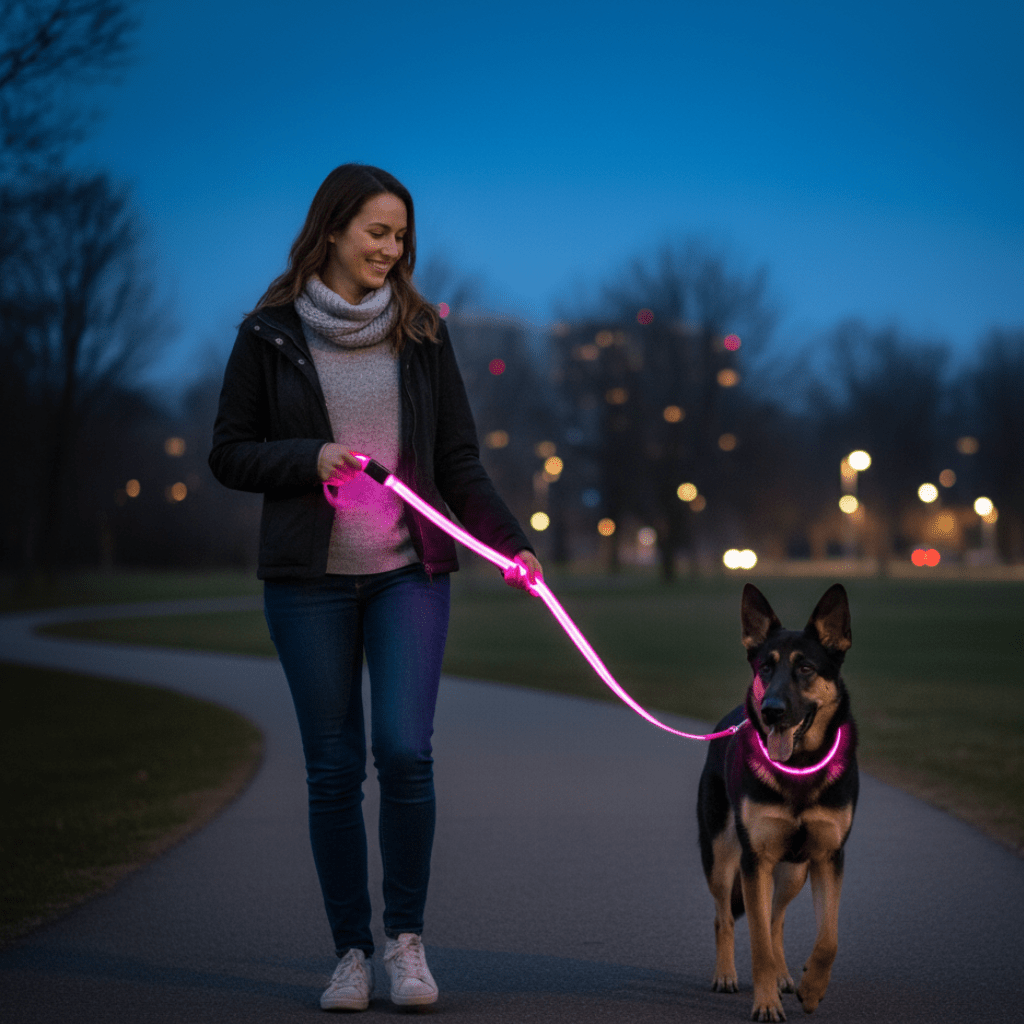NovaTrail LED Reflective Night Walkers Dog Leash With USB Rechargeable Battery