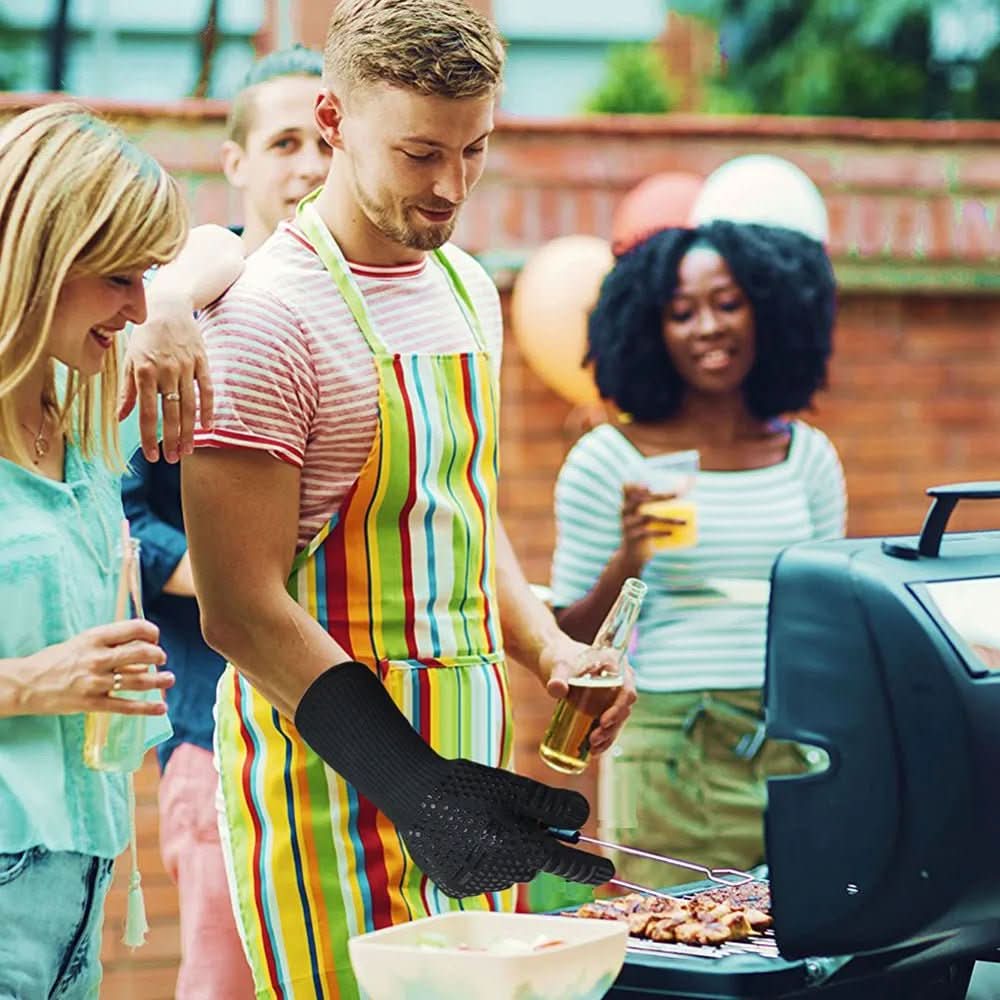 Värmetåliga grillhandskar för grillning och köksskydd 300 till 500 Celsius