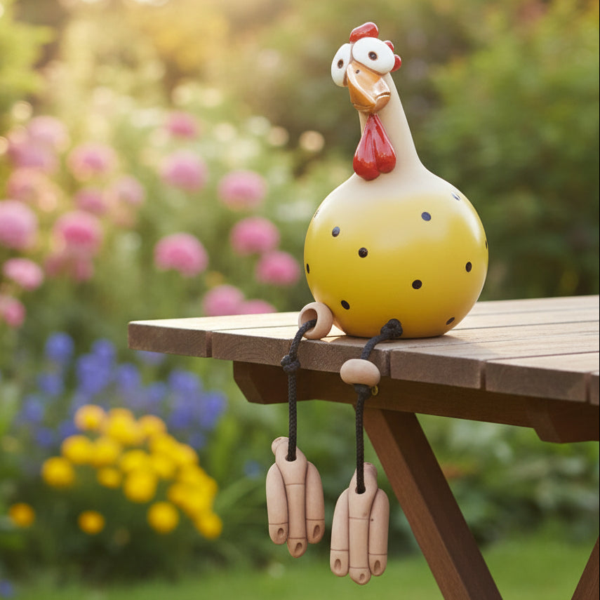 CLUCKYFUN Movable Chicken Garden Decor Figurine For Outdoor Cheer