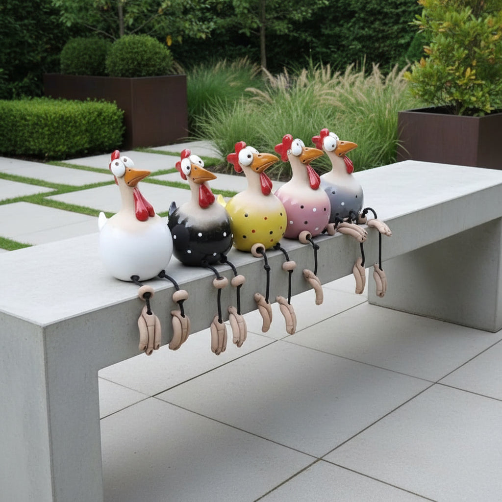 CLUCKYFUN Movable Chicken Garden Decor Figurine For Outdoor Cheer
