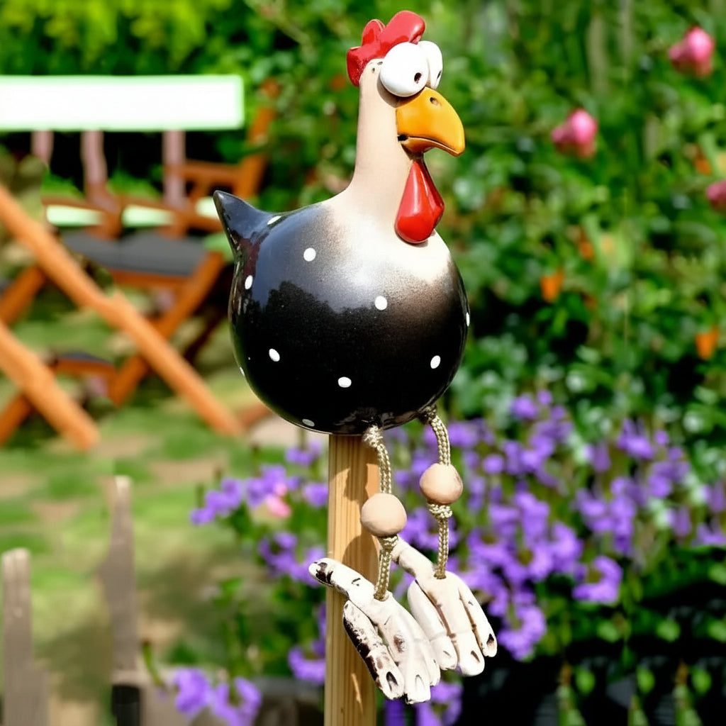 CLUCKYFUN Movable Chicken Garden Decor Figurine For Outdoor Cheer