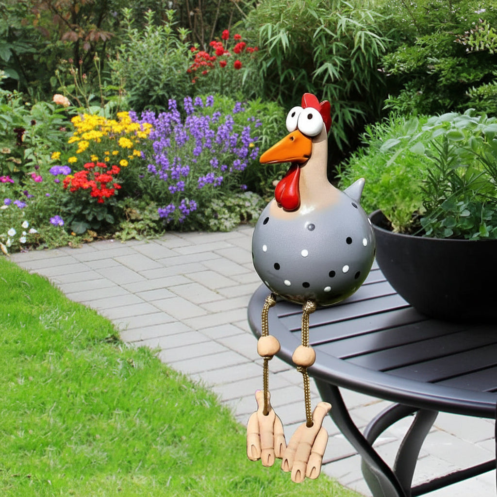 CLUCKYFUN Movable Chicken Garden Decor Figurine For Outdoor Cheer