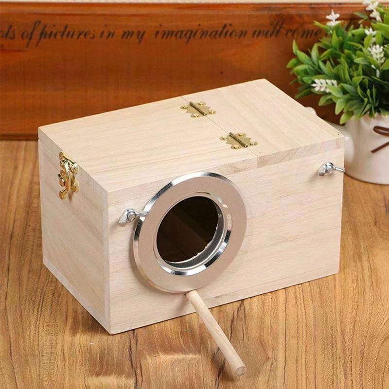 Woodland Nest Natural Wood Bird House For Budgerigars And Small Birds Safe Rest