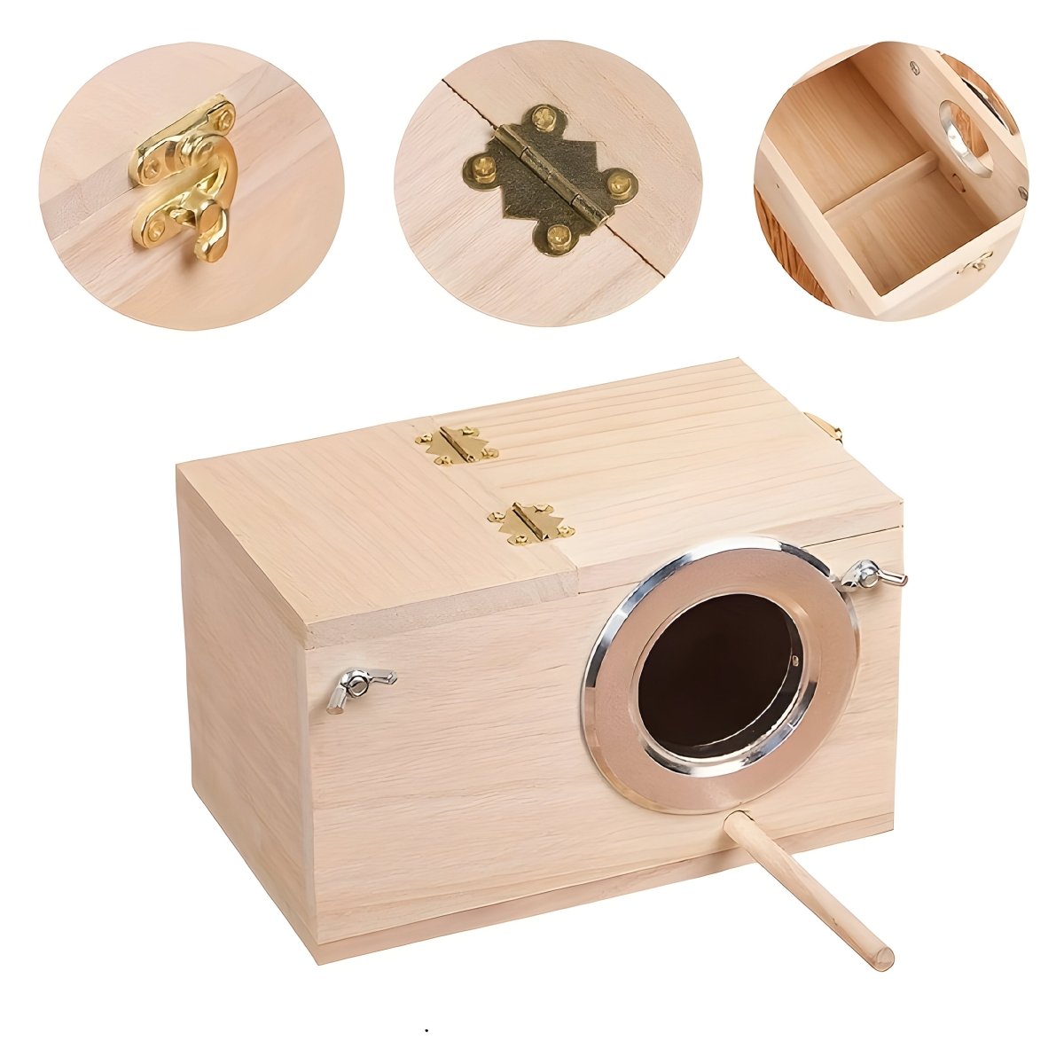 Woodland Nest Natural Wood Bird House For Budgerigars And Small Birds Safe Rest