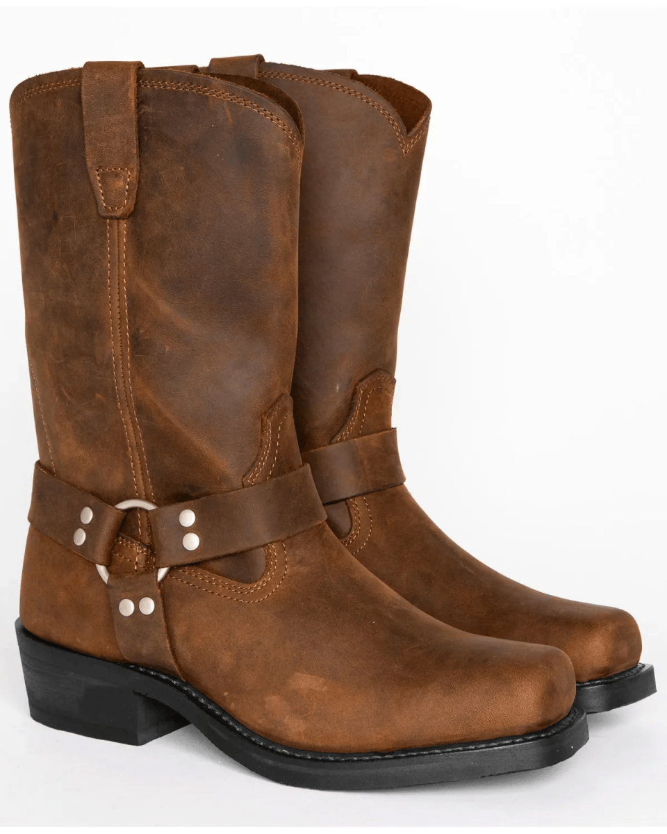 IronStride Waterproof Leather Harness Boots For Men Durable Oil-Resistant Sole