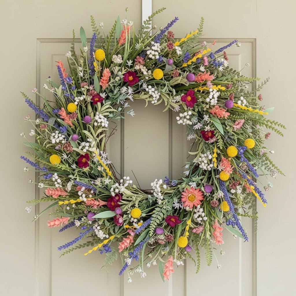 Door Wreath Everleaf With Realistic Blossoms For Year Round Home Decor Charm