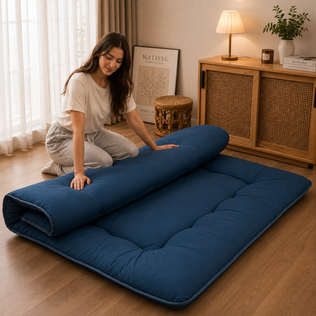 Japanese Floor Bed Four Inch Thick Foldable Futon Mattress For Adults And Kids
