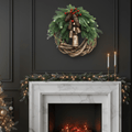 Coroniță de Crăciun Boho Hearth Haven cu clopoței naturali și accente din lemn pentru decor boho