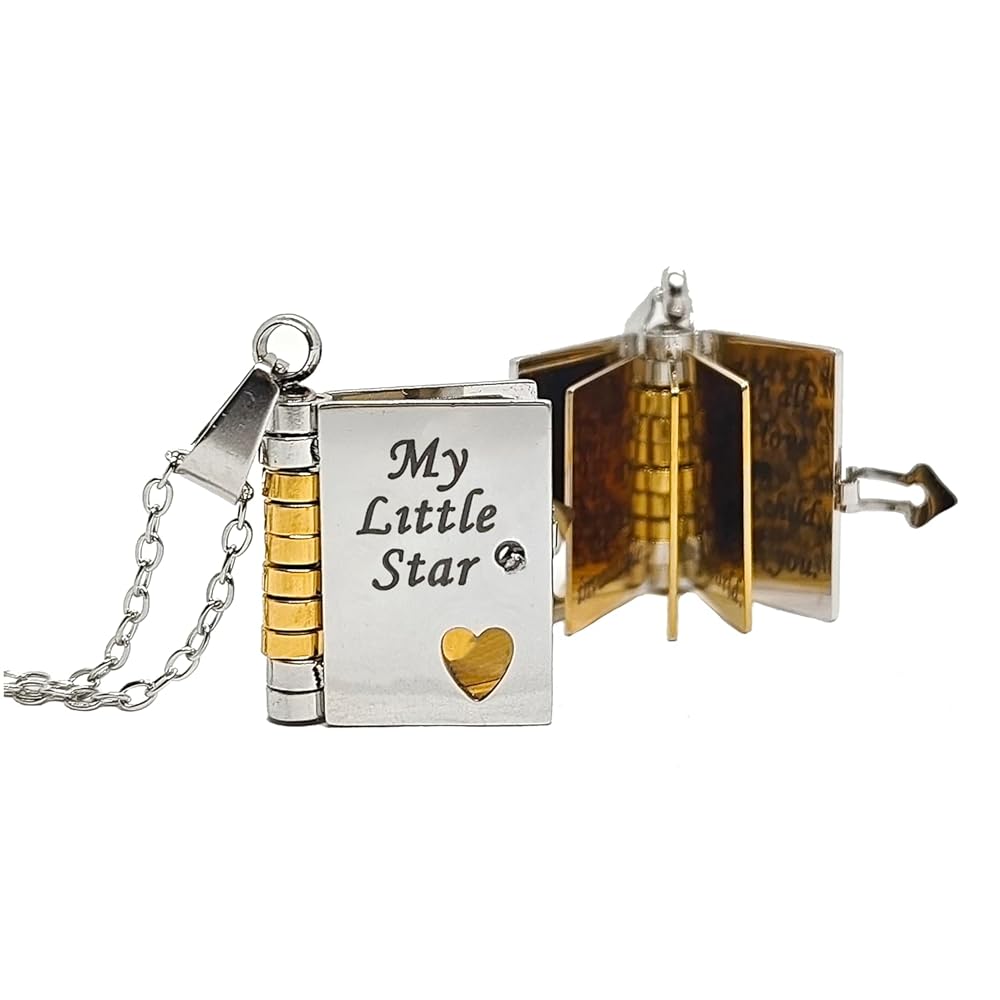 LocketStory Custom Book Necklace That Opens to Reveal Your Message for Loved Ones