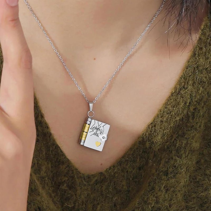 LocketStory Custom Book Necklace That Opens to Reveal Your Message for Loved Ones