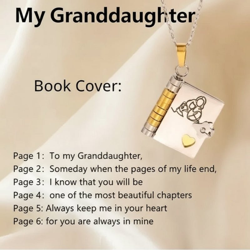 LocketStory Custom Book Necklace That Opens to Reveal Your Message for Loved Ones