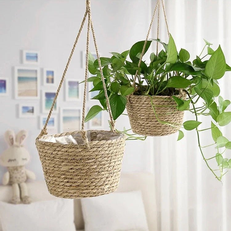 Suport pentru plante LumaWeave din macramé pentru orhidee și plante de interior, rustic, realizat manual din sfoară