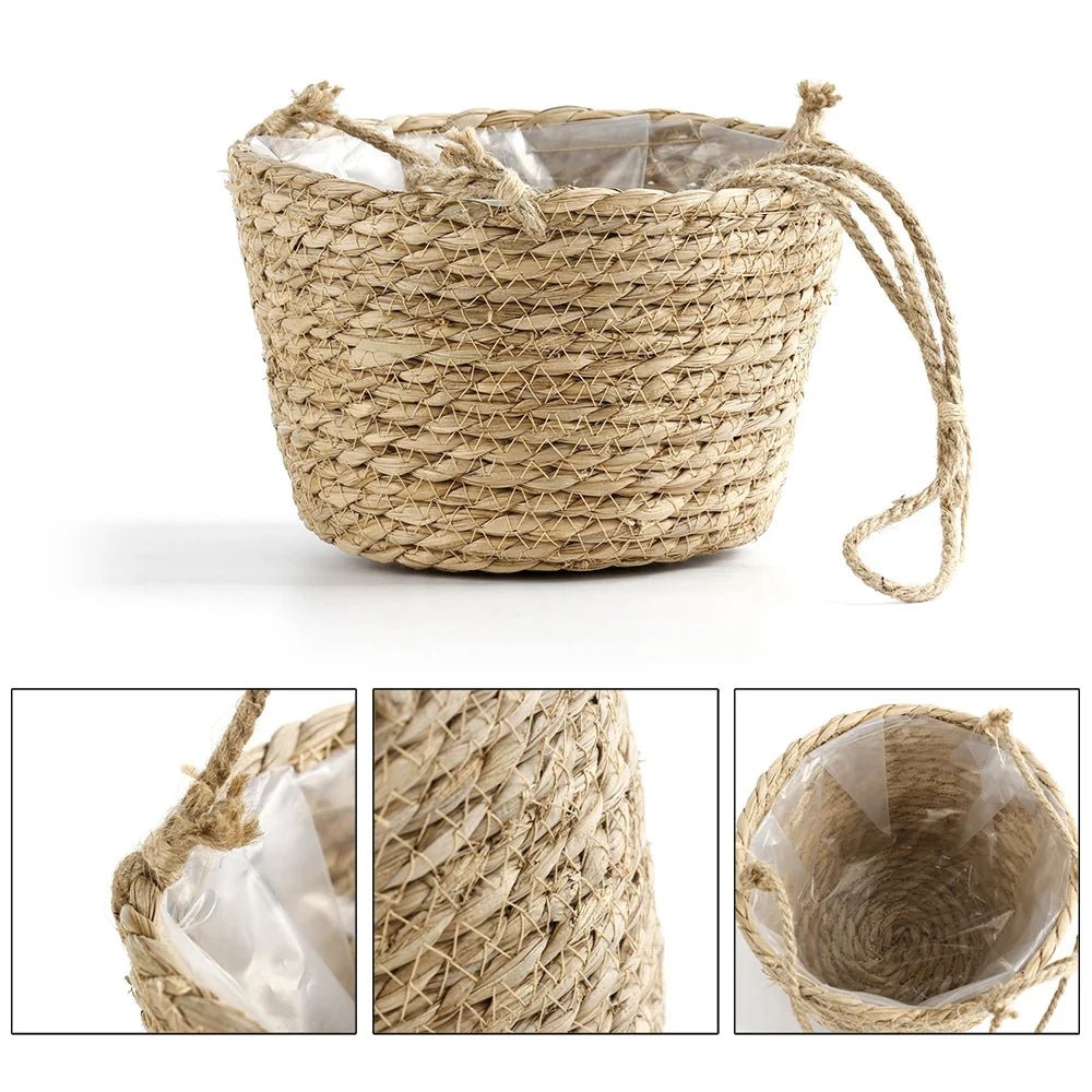Suport pentru plante LumaWeave din macramé pentru orhidee și plante de interior, rustic, realizat manual din sfoară