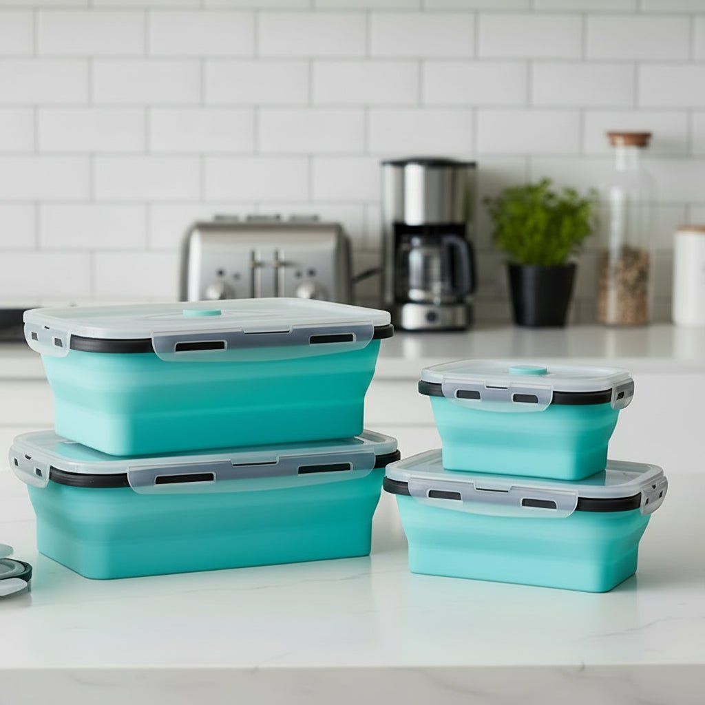 Set di Lunchbox Pieghevole in Silicone NovaFold, Salvaspazio, Sicuro BPA per Studenti