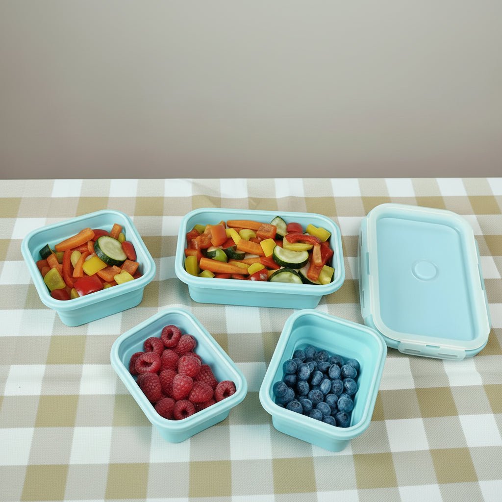 Zestaw składanych pojemników na lunch NovaFold z silikonu, oszczędzający miejsce, bez BPA, dla uczniów