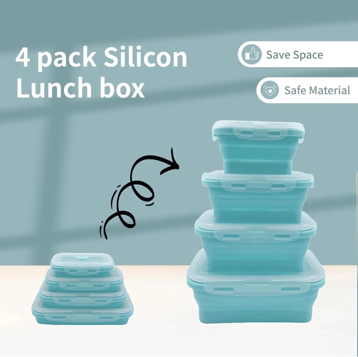 Set di Lunchbox Pieghevole in Silicone NovaFold, Salvaspazio, Sicuro BPA per Studenti