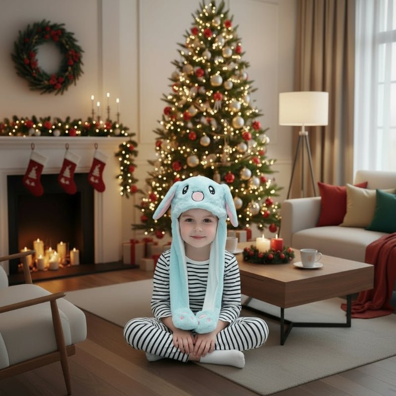CuddlePals Interactive Bunny Hat With Movable Ears For Kids Soft Warmth