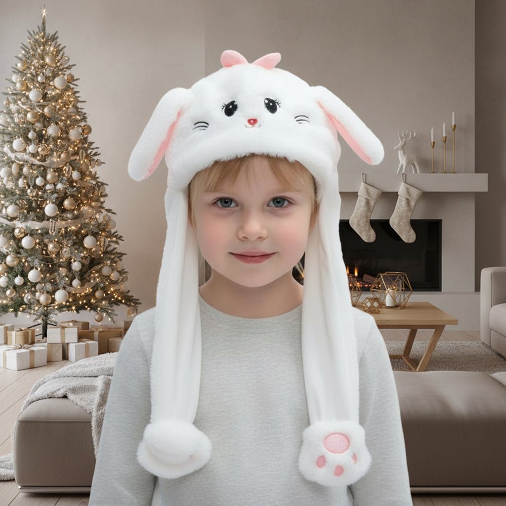 CuddlePals Interactive Bunny Hat With Movable Ears For Kids Soft Warmth