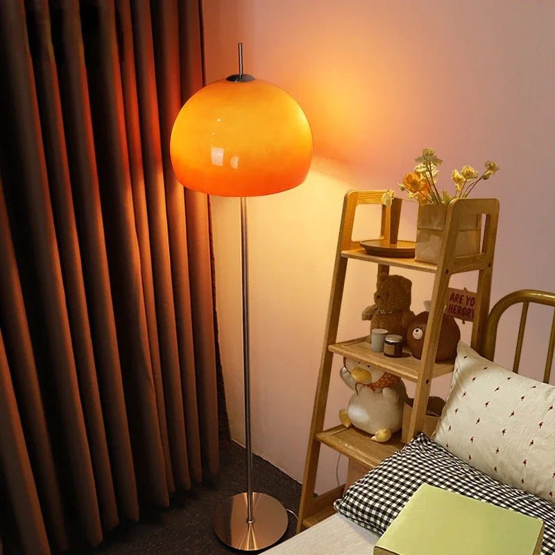 BrunoLuxe Retro Table Floor Lamp With Orange Shade Remote