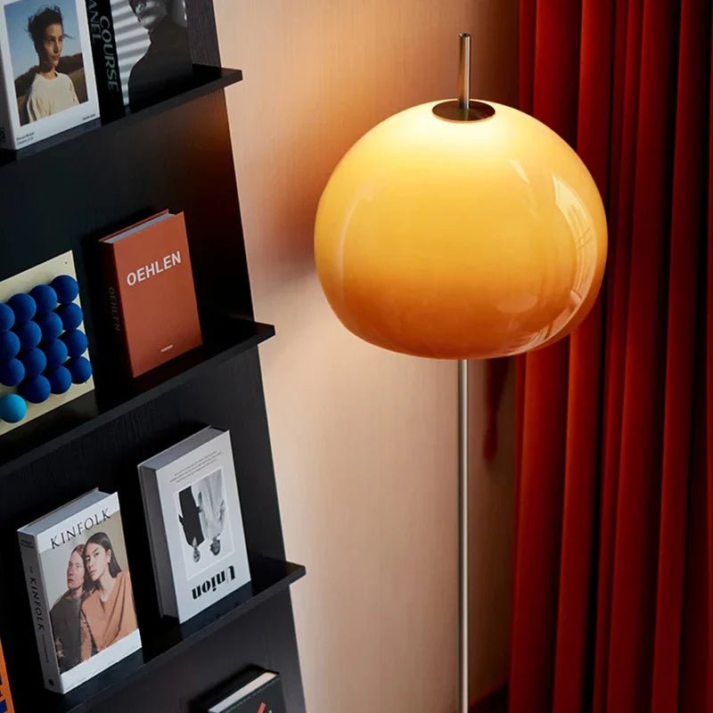 BrunoLuxe Retro Table Floor Lamp With Orange Shade Remote