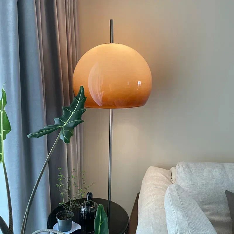 BrunoLuxe Retro Table Floor Lamp With Orange Shade Remote