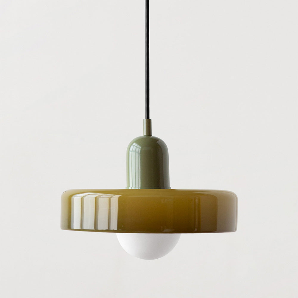 Lampa wisząca Korbel Bauhaus ze szkła w białym kolorze, nowoczesna elegancja