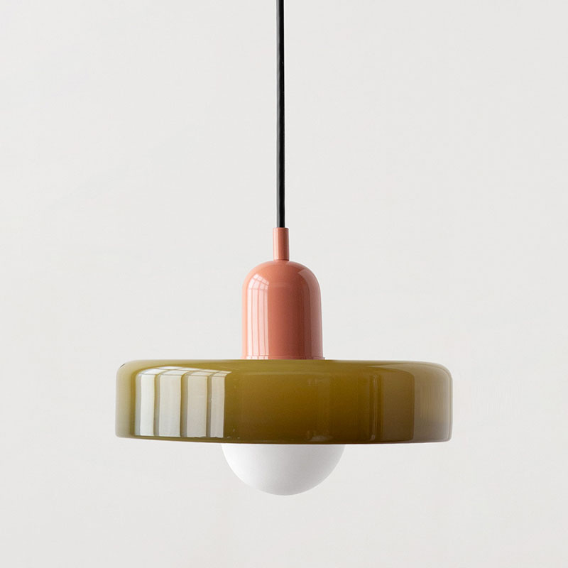 Lampa wisząca Korbel Bauhaus ze szkła w białym kolorze, nowoczesna elegancja