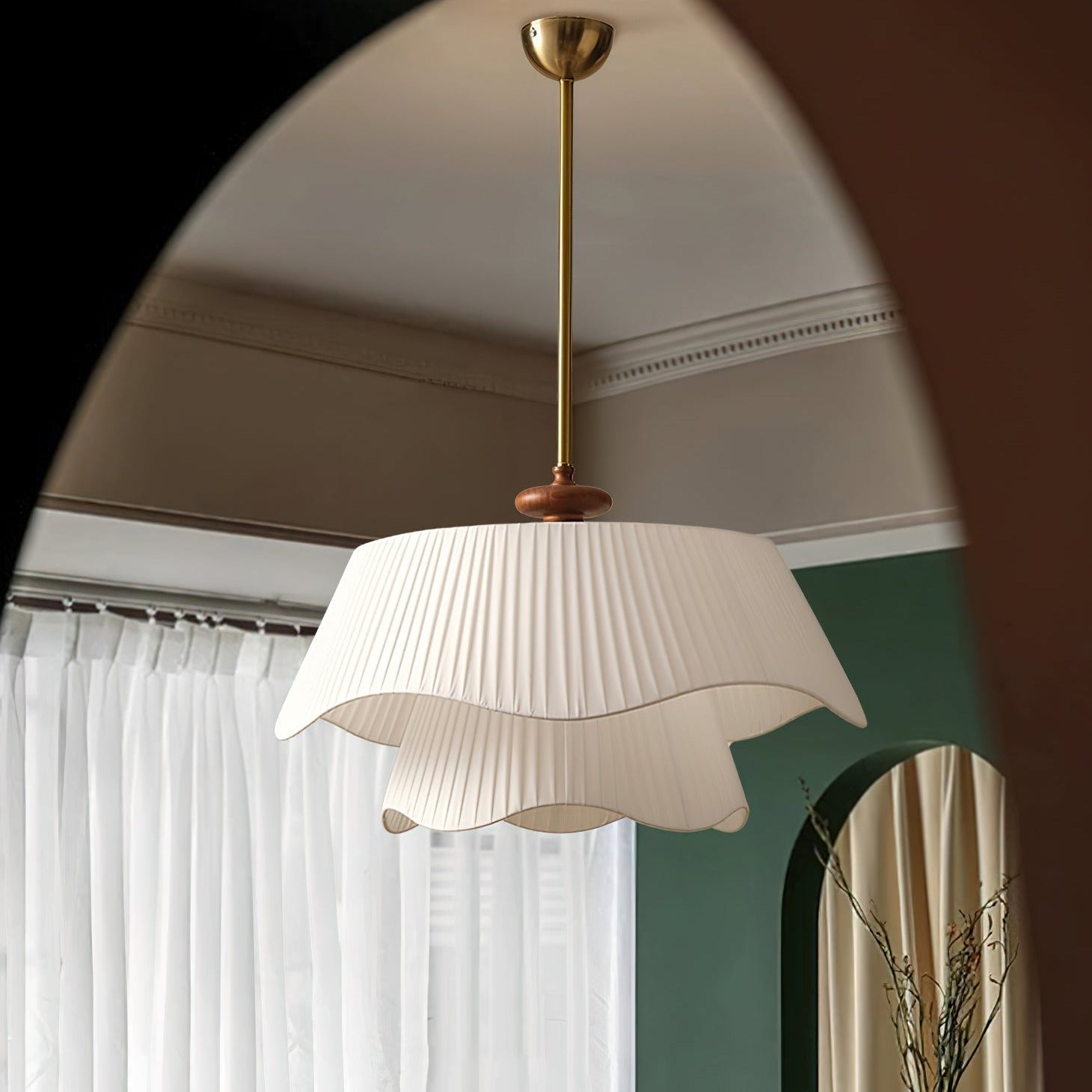 Avondale Pendel Lys Metal Glas Træ Moderne Elegant