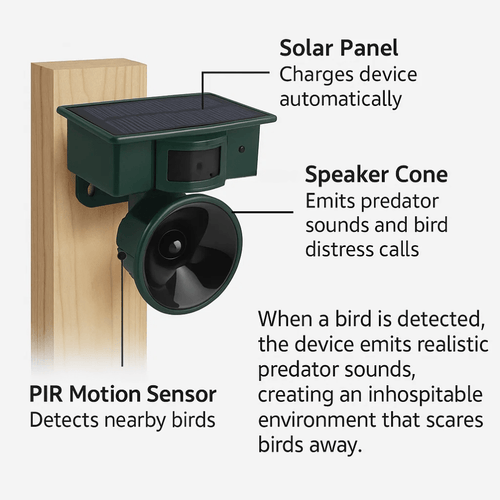 AviShield Sensor Bevægelsesdetektor Fuglafskrækkende til Pestproof Haver