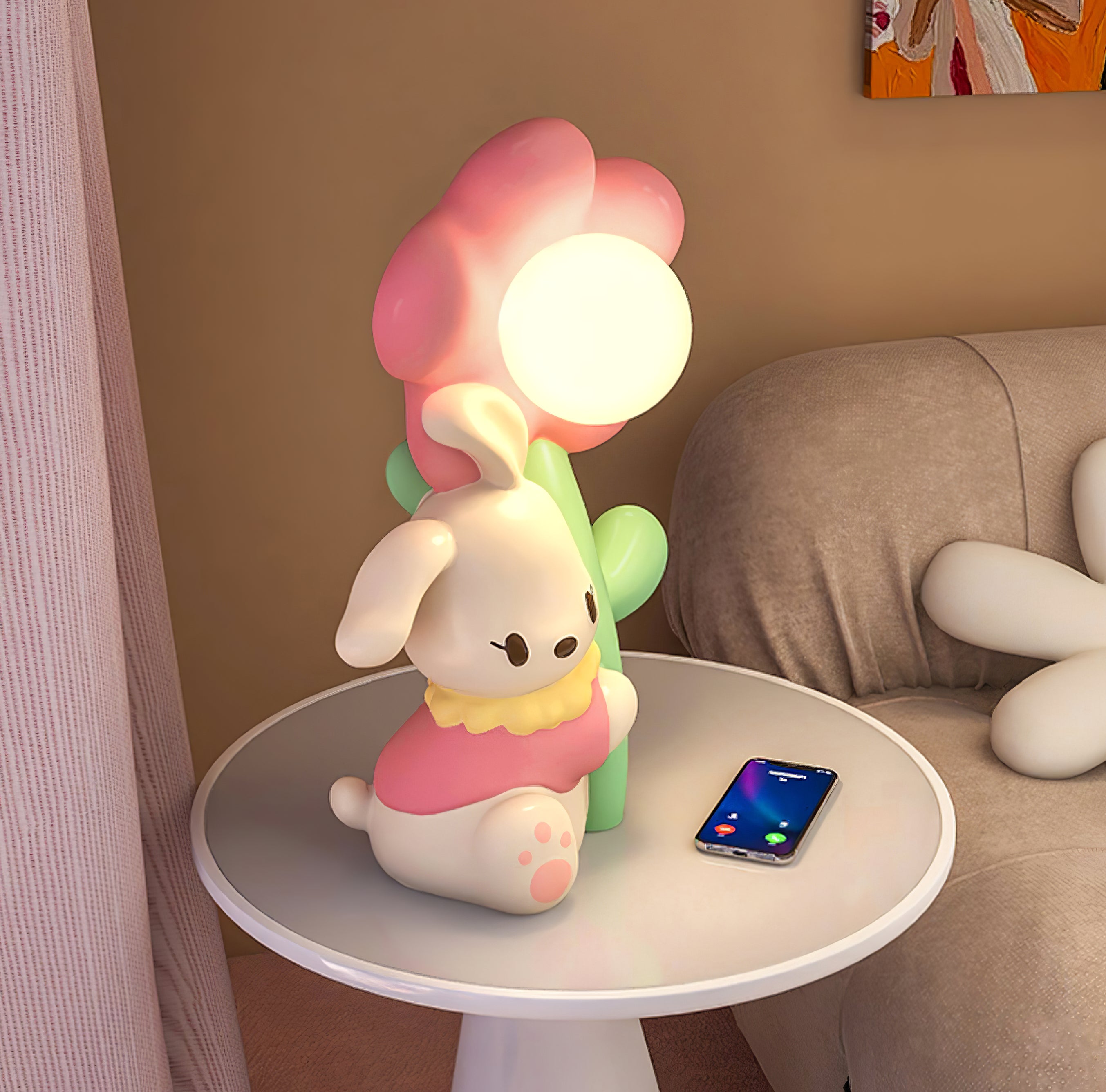 LumiBunny éjjeli asztali lámpa nyuszis és virágos motívummal