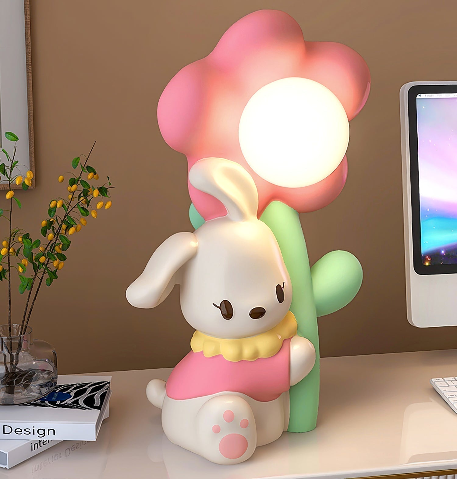 LumiBunny éjjeli asztali lámpa nyuszis és virágos motívummal