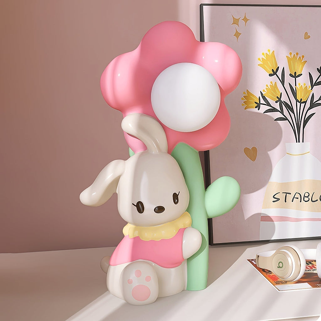 LumiBunny éjjeli asztali lámpa nyuszis és virágos motívummal