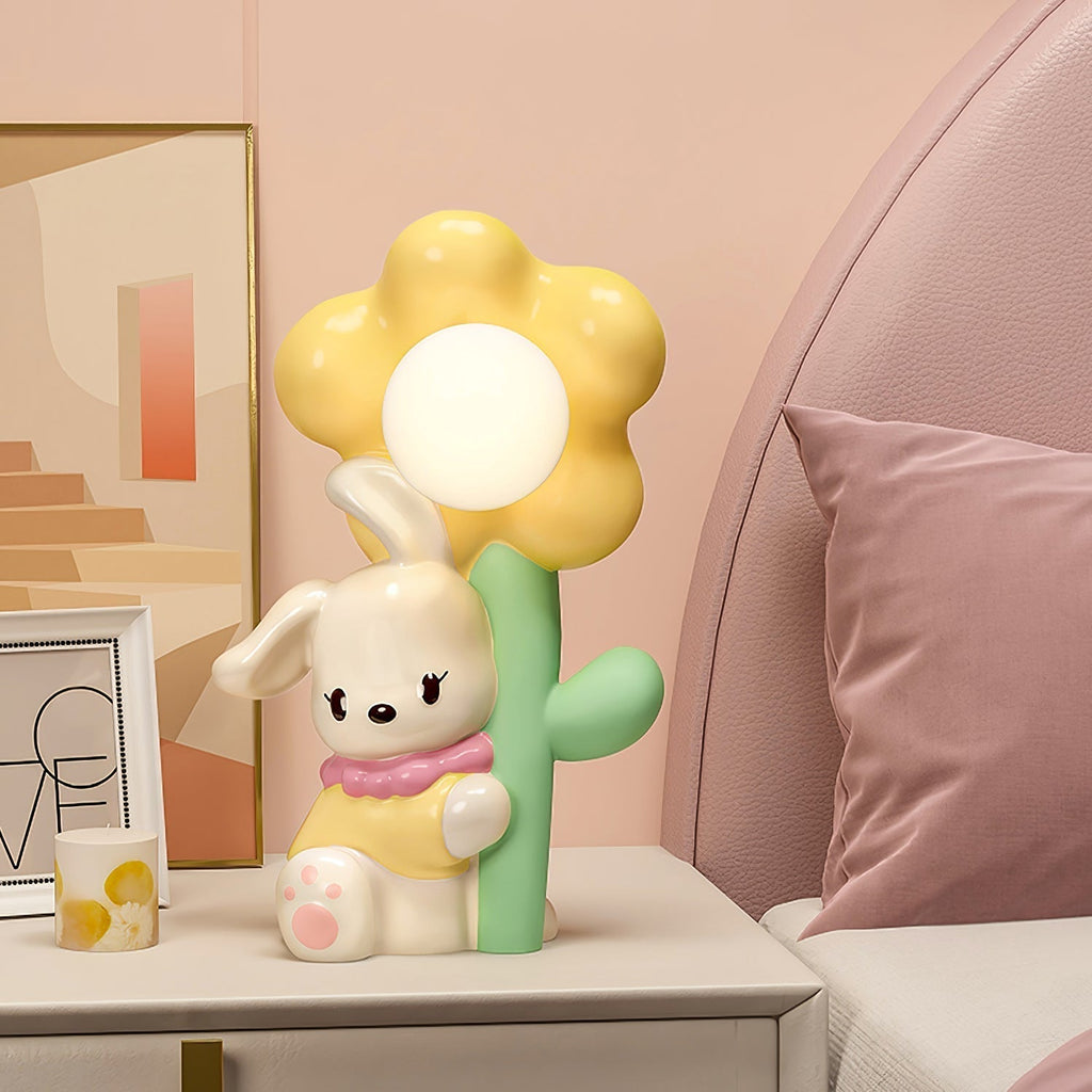 LumiBunny éjjeli asztali lámpa nyuszis és virágos motívummal