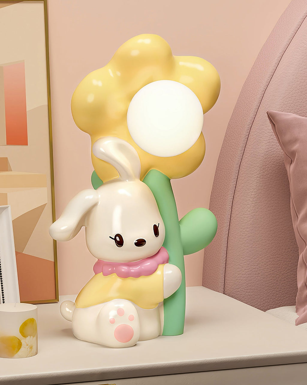 LumiBunny éjjeli asztali lámpa nyuszis és virágos motívummal