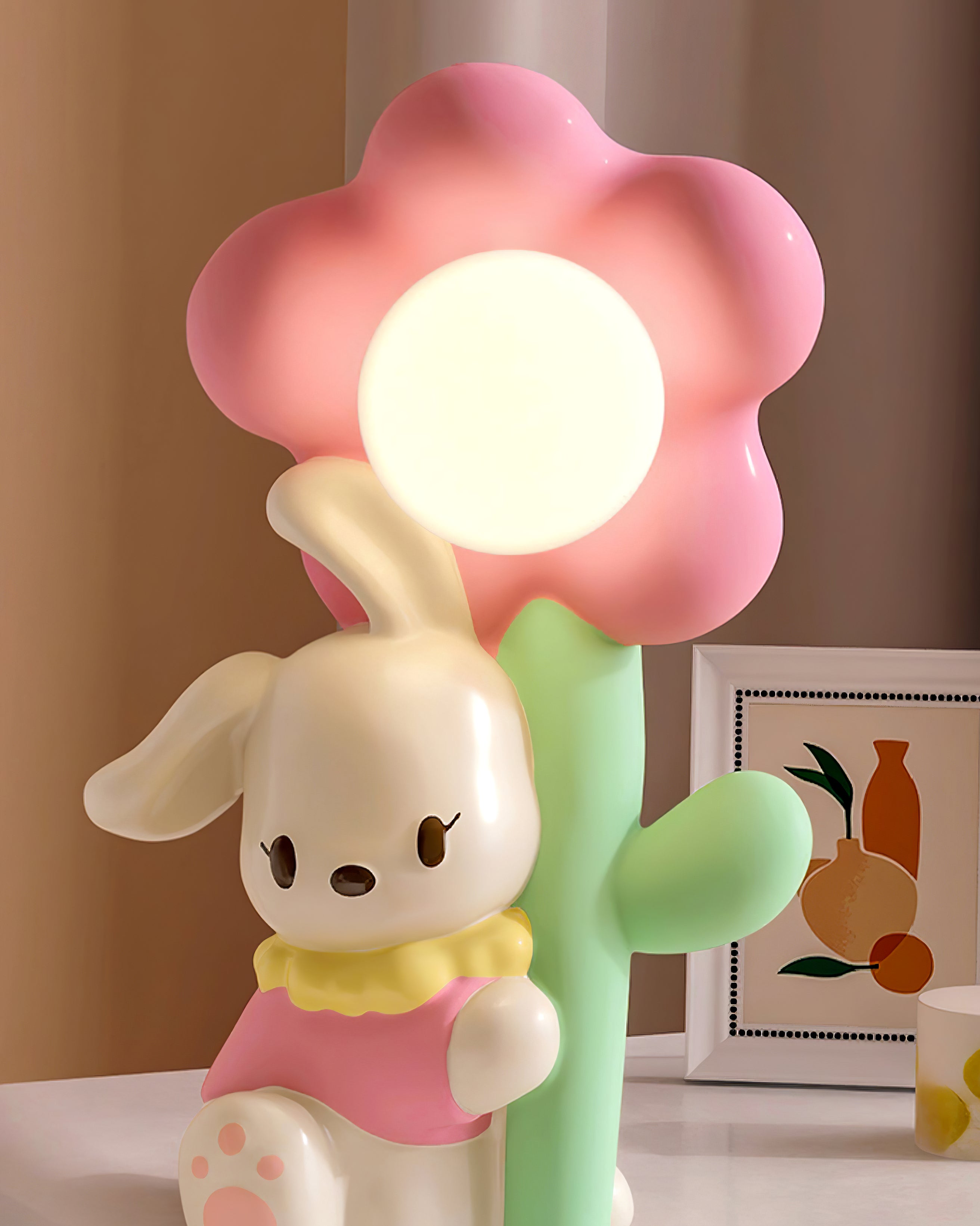 LumiBunny éjjeli asztali lámpa nyuszis és virágos motívummal